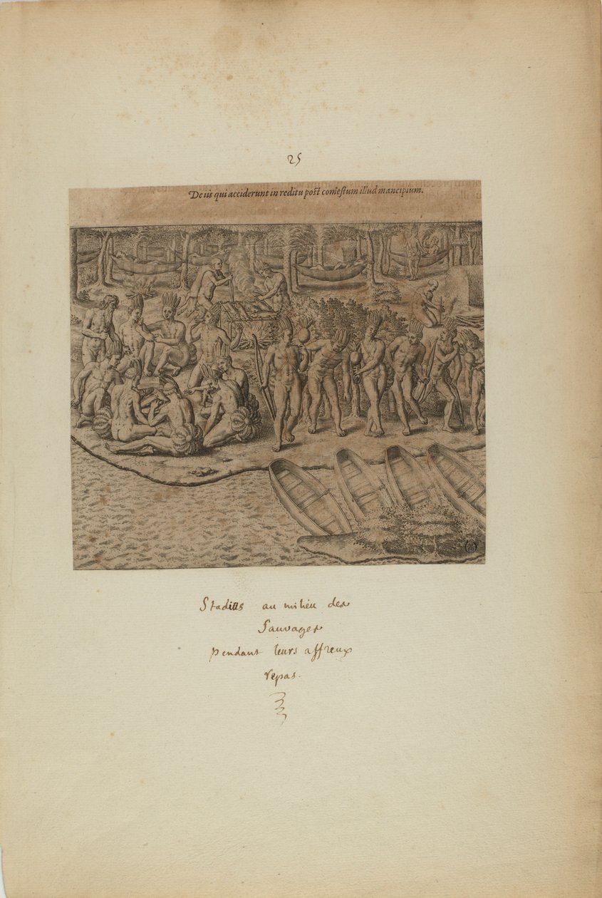 De Iss qui Acciderunt in Reditu Post Comestum Illud Mancipium. (kirjasta Americae, kolmas osa) tekijältä Theodor de Bry