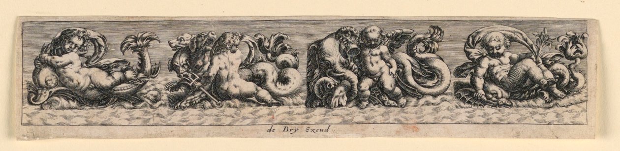 Koristepaneeli: Sea Monsters tekijältä Theodor de Bry