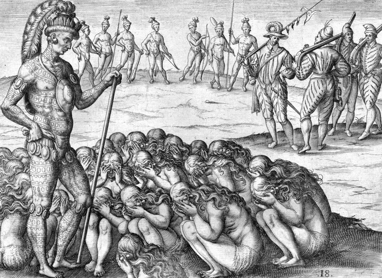 Intiaanien vangit saturiwa intiaanien potano tekijältä Theodor de Bry