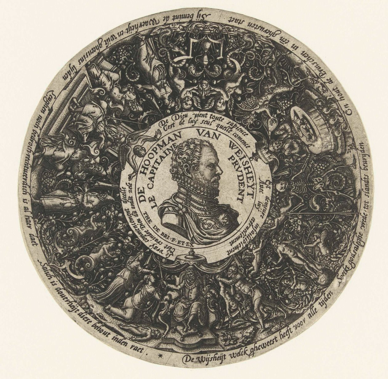 Medaljonki, jossa on viisauden kapteenin Theodor de Bryn rintakuva, n. 1577 - n. 1578. tekijältä Theodor de Bry