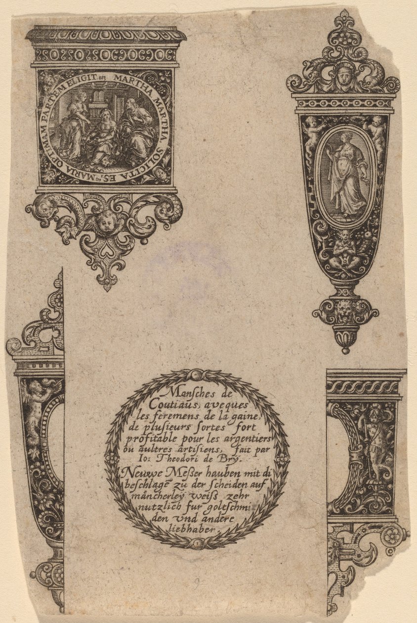 Koriste veitsen kahvaan tekijältä Theodor de Bry