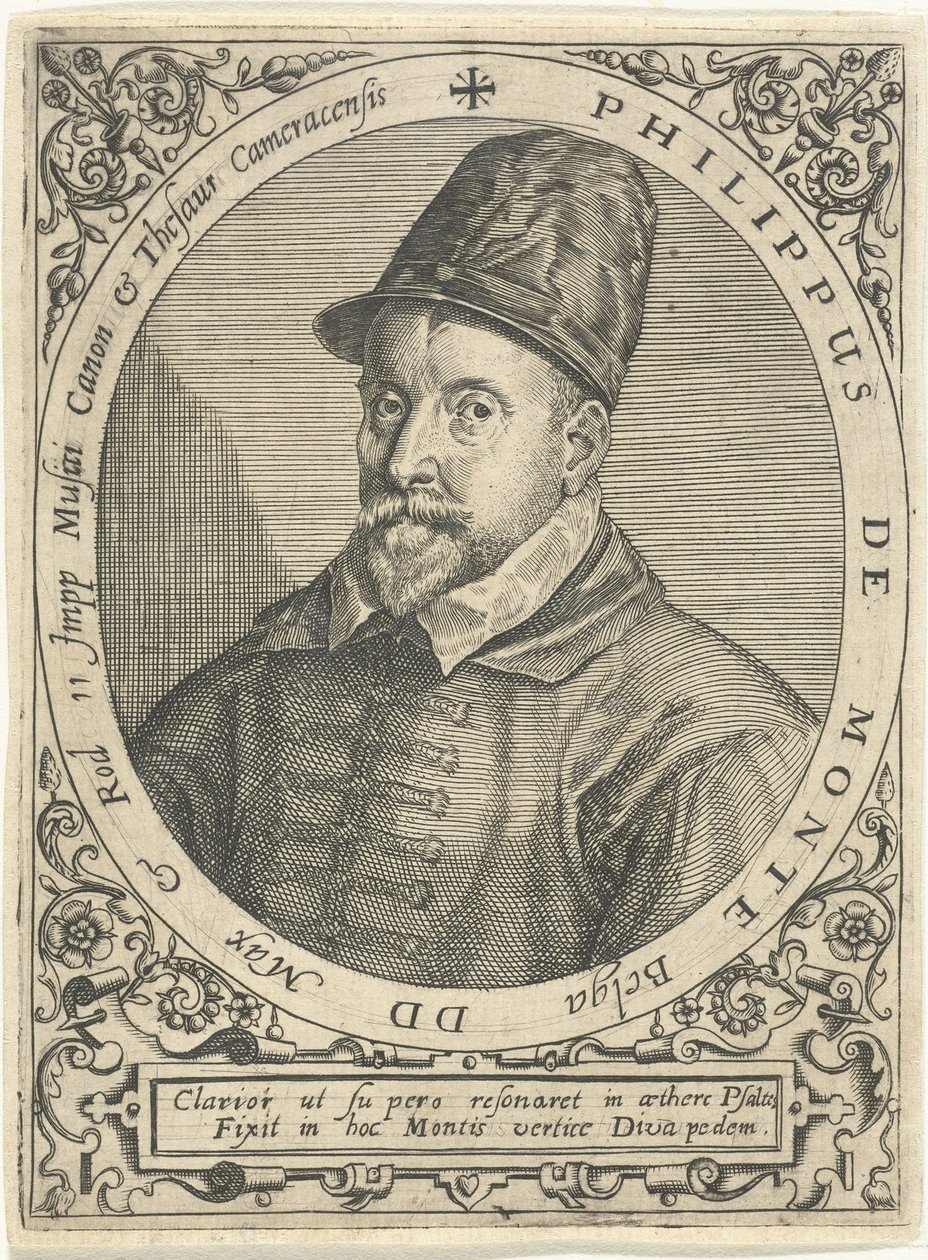 Muotokuva säveltäjä Philippe de Montesta 1521-1603, n. 1598 tekijältä Theodore de Bry