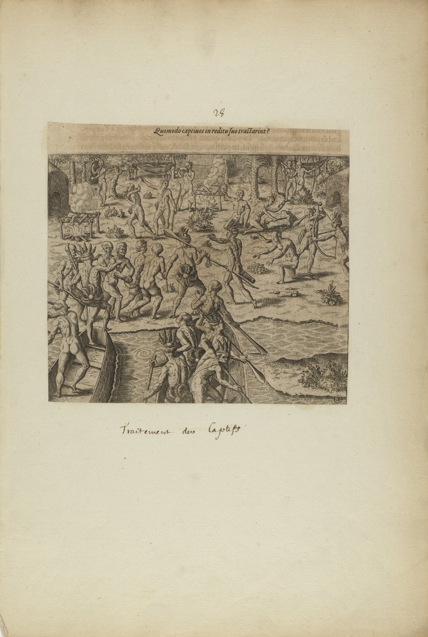 Quomodo Captivos in Reditu Suo Tractarint() (kirjasta Americae, kolmas osa). tekijältä Theodor de Bry