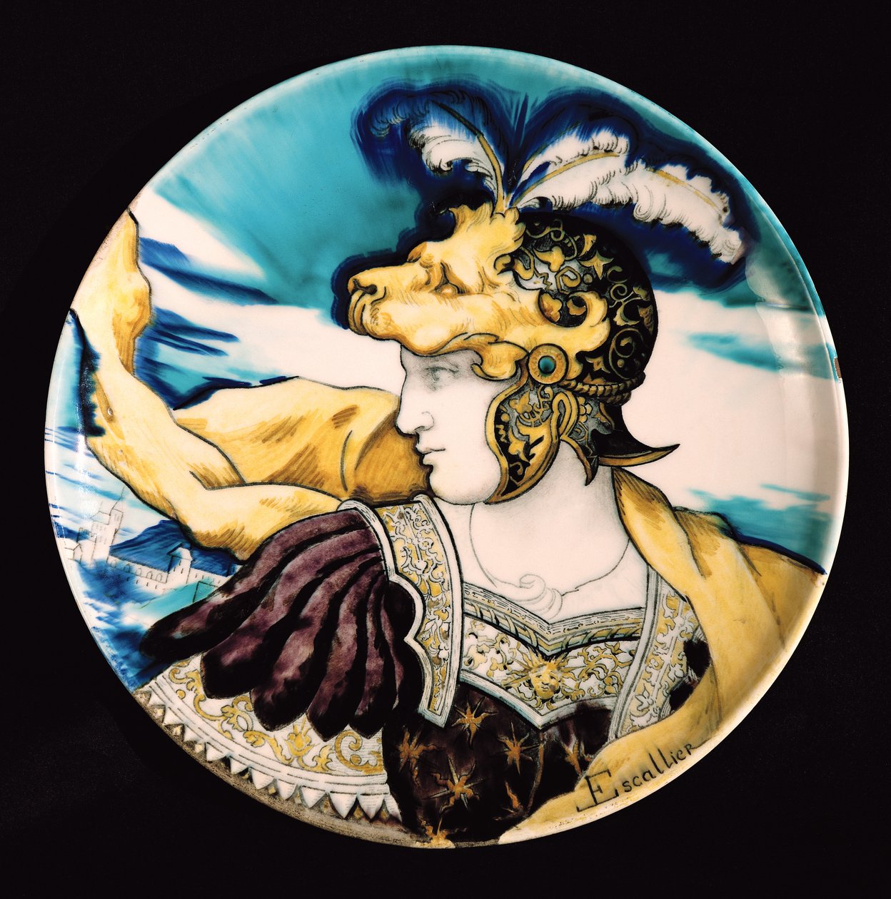 Sevres-ruokalaji, Giulio Romanon (1492-1546) mukaan (fajanssi) tekijältä Theodore and Escalier, Leon Deck