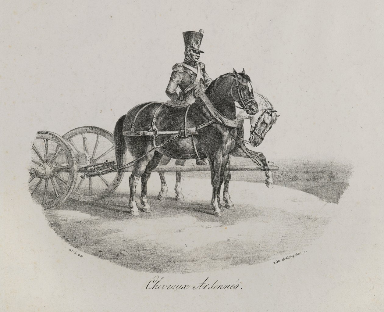 Ardennien hevoset, 1822 tekijältä Theodore Gericault