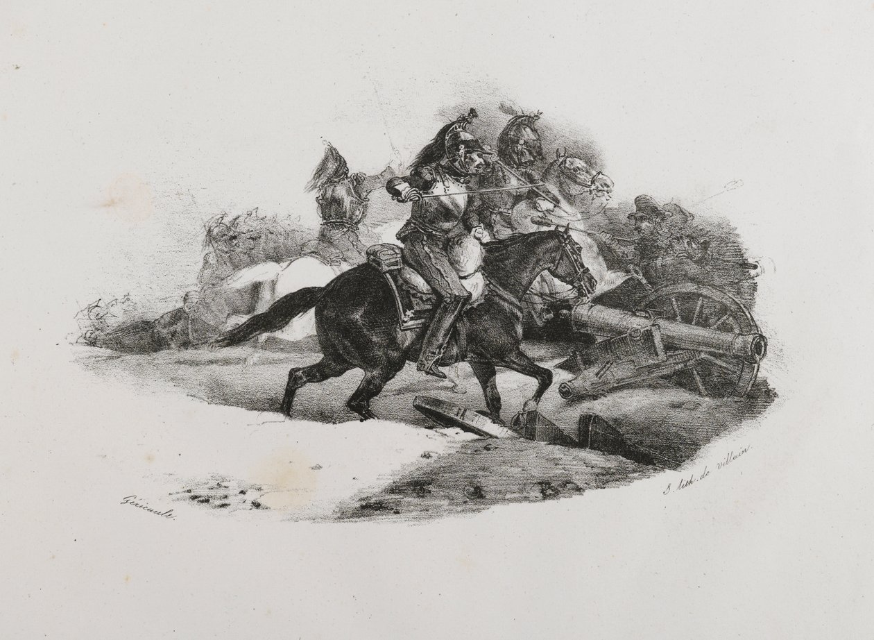 Cuirassiers lataamassa tykistöpatteria, 1823 tekijältä Theodore Gericault