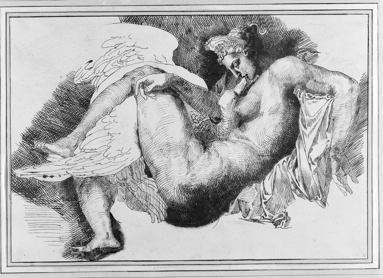 Leda, pagkatapos ng pagguhit ni Michelangelo Buonarroti (1475-1564) 1822 finn tekijältä Theodore Gericault