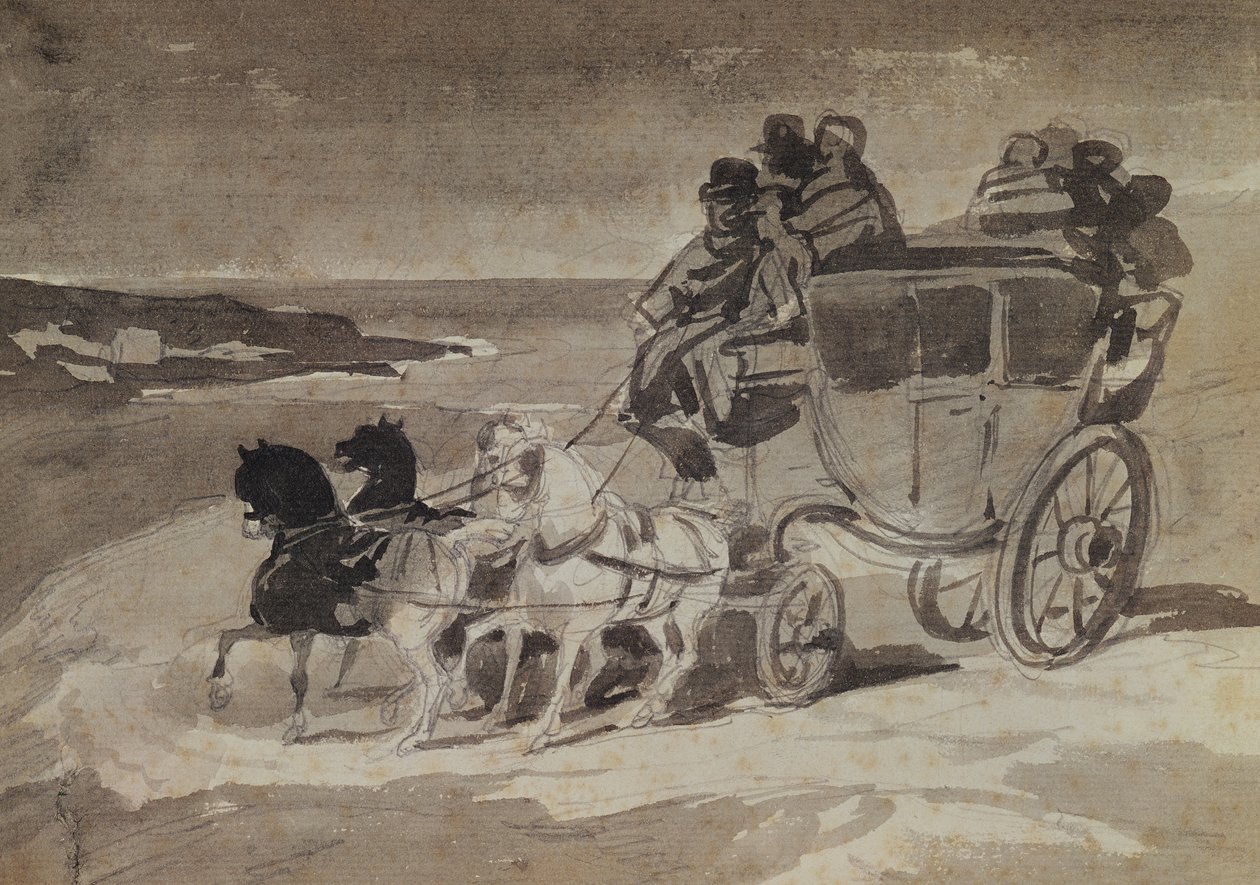 Stagecoach (kynä ja wc paperilla) tekijältä Theodore Gericault
