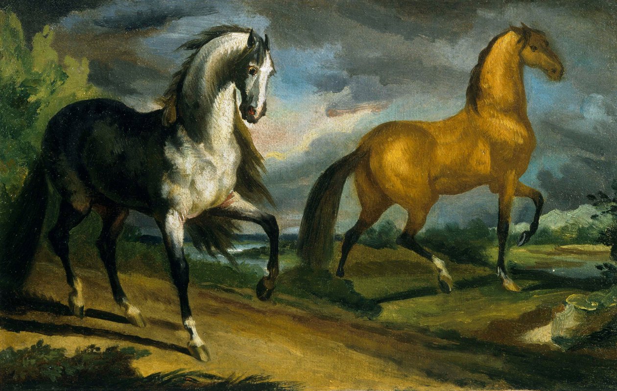 Kaksi hevosta tekijältä Theodore Gericault