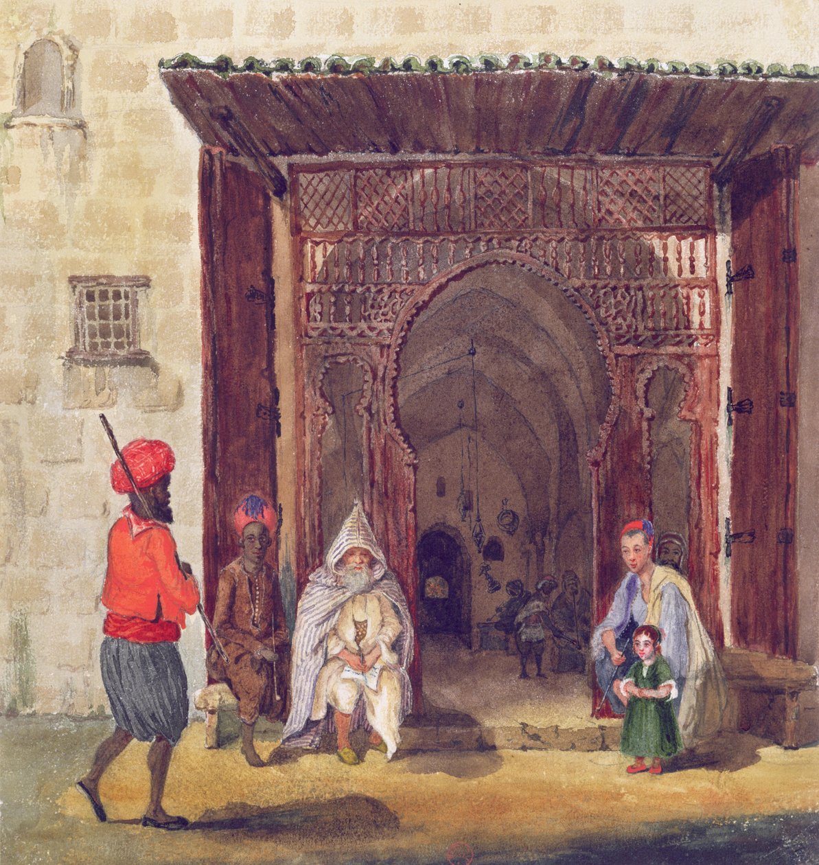 Moskeijan sisäänkäynti Algerissa, noin 1830 tekijältä Theodore Leblanc