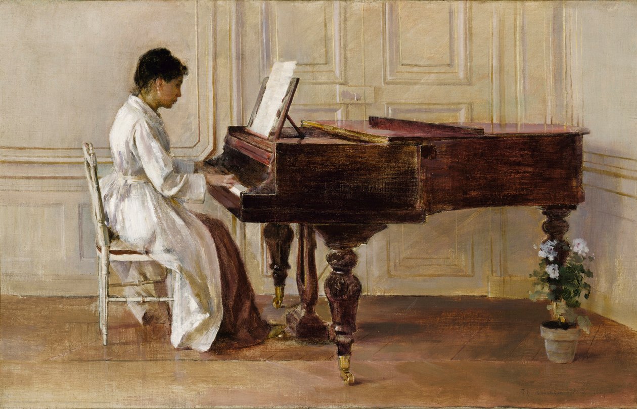 Pianolla, 1887 tekijältä Theodore Robinson