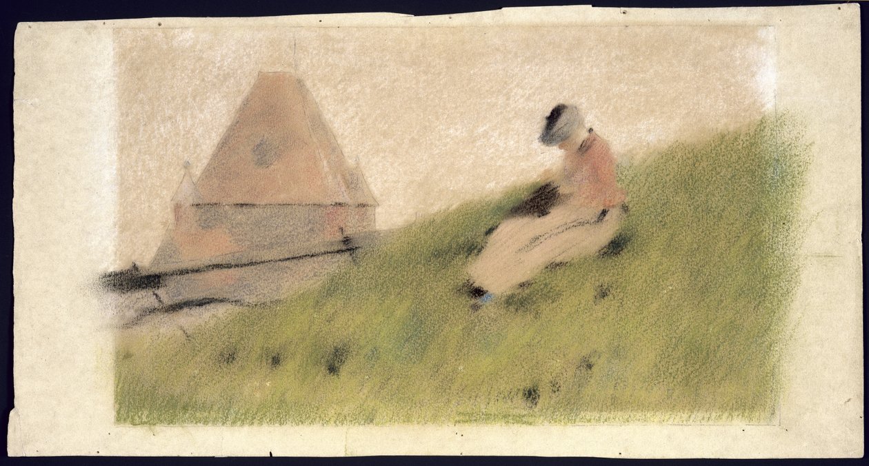 On the Cliff, n. 1887 (pastelli ja liitu paperille) tekijältä Theodore Robinson