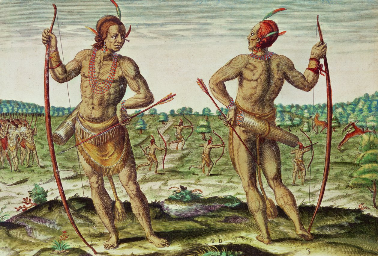 Virginian asukkaat, teoksesta "Admiranda Narratio...", julkaisija Theodore de Bry tekijältä Theodore de Bry