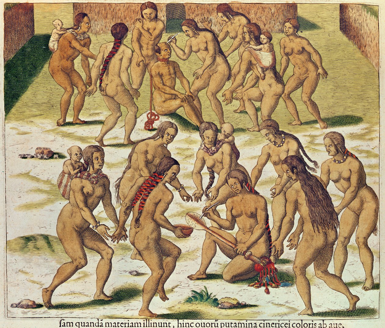 Americae Tertia Pars, kuinka jouduin vihollisen käsiin (sivu 346), 1562 (värikaiverrus) tekijältä Theodore de Bry