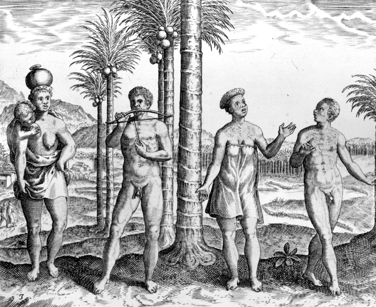 Caffre People, kuvitus "India Orientalisista", julkaistu 1598 tekijältä Theodore de Bry