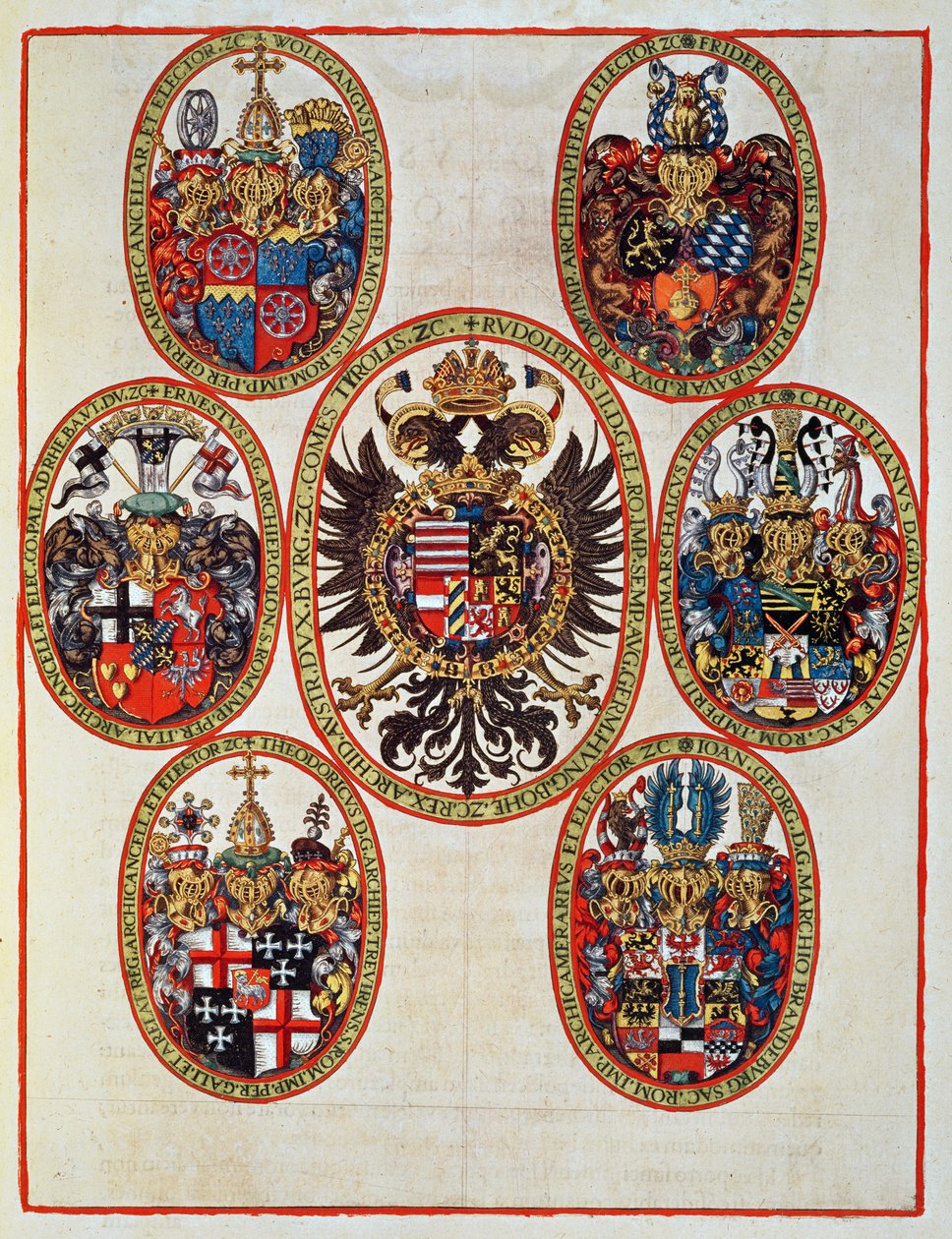 Vaakunat, lähteestä "Americae Tertia Pars...", 1592. tekijältä Theodore de Bry
