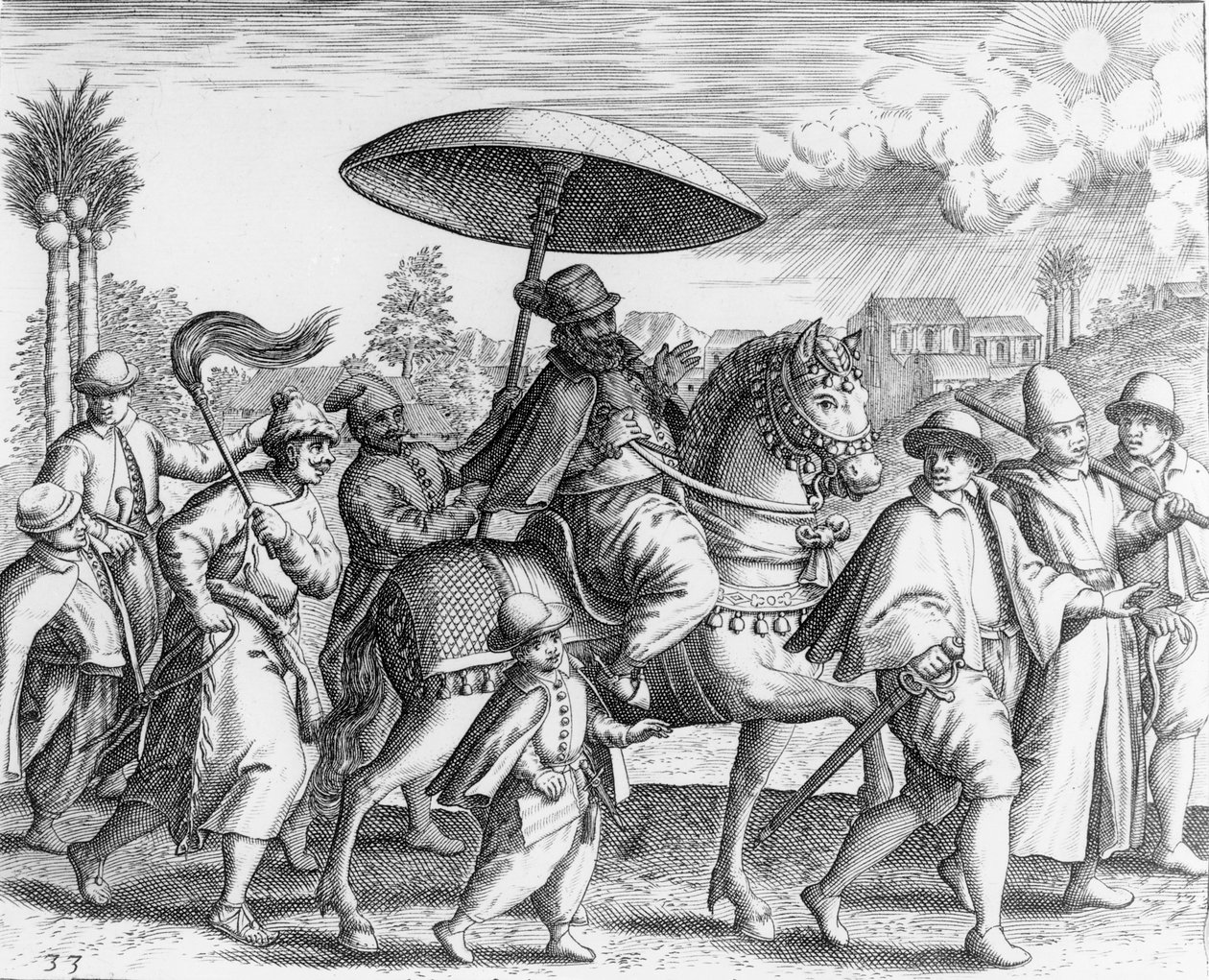 Portugalin viranomaiset Intiassa, 1599 tekijältä Theodore de Bry