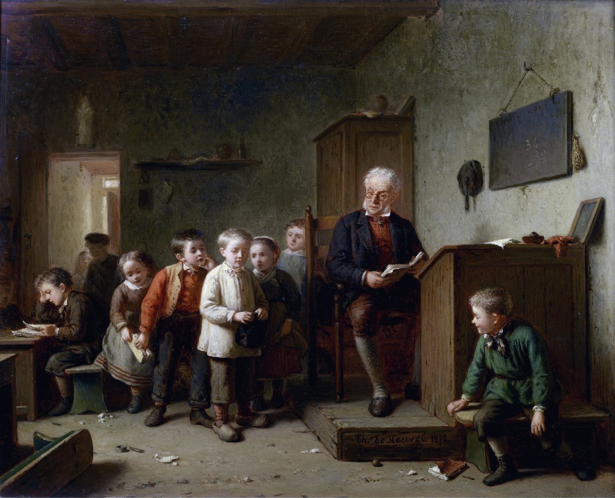 La salle de classe - Luokkahuone - Heuvel, Theodore Bernard de (1817-1906) - 1872 - Öljy puulle - 37x44,5 - Yksityiskokoelma tekijältä Theodore Bernard de Heuvel