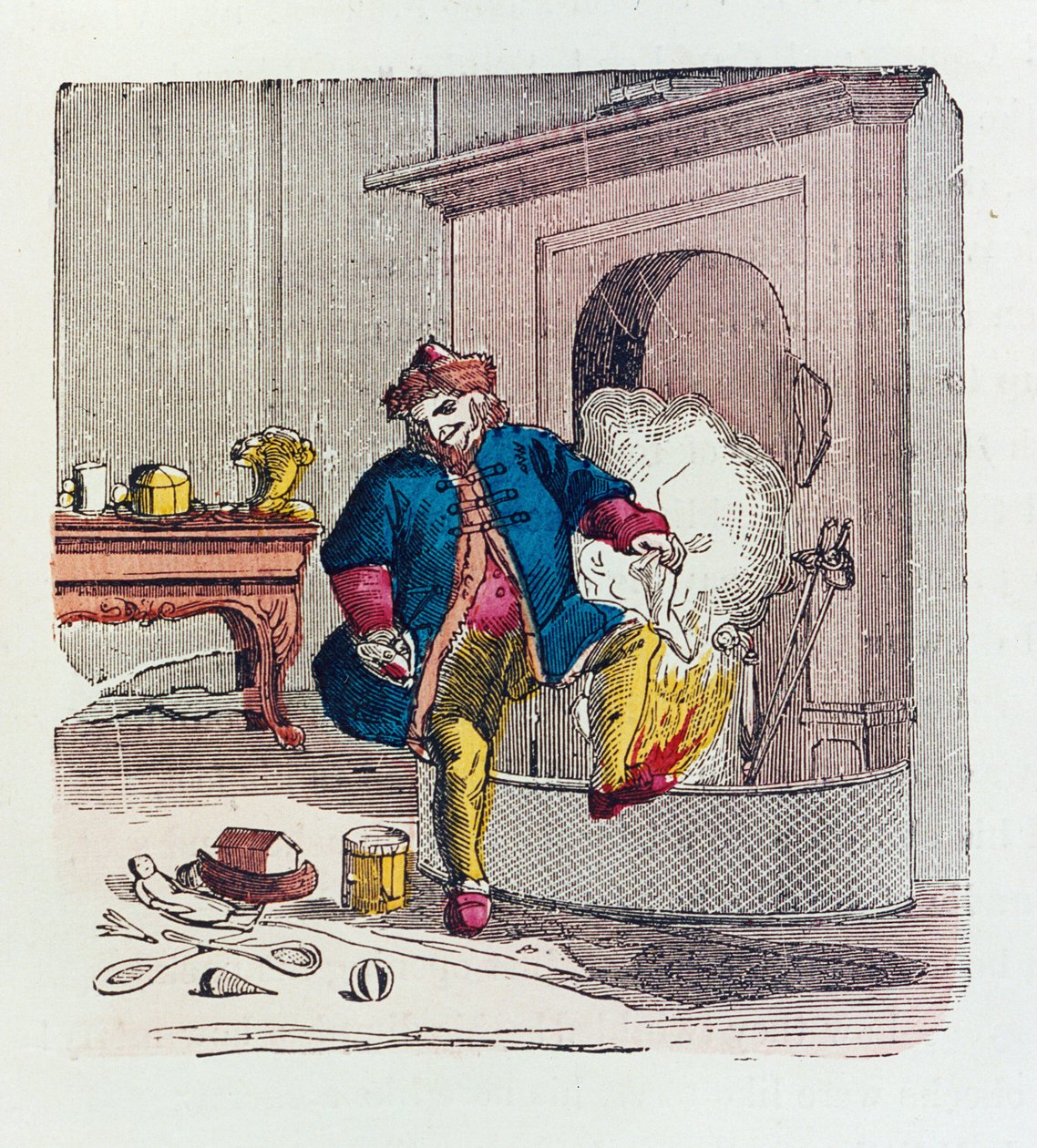 Pyhän Nikolauksen vierailu, 1840-luvun väriliitoskuva. tekijältä Theodore C. Boyd