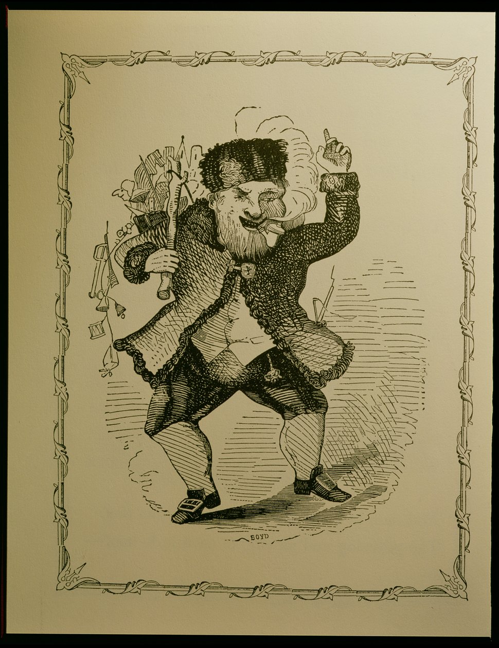 Joulupukin kuvitus Clement C. Mooren runoon, 1848 tekijältä Theodore C. Boyd