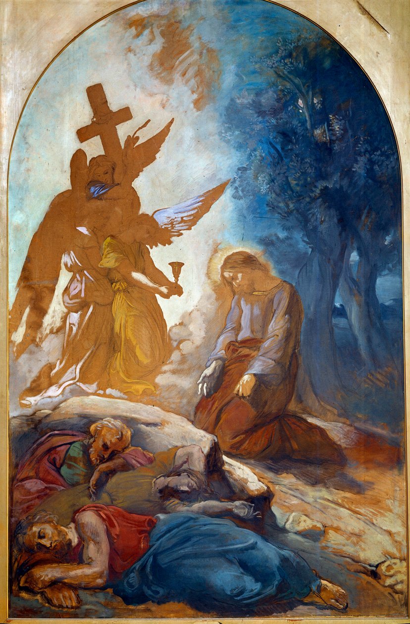 Jeesus oliivipuutarhassa. Theodore Chasseriaun (1819-1856) maalaus tekijältä Théodore Chassériau
