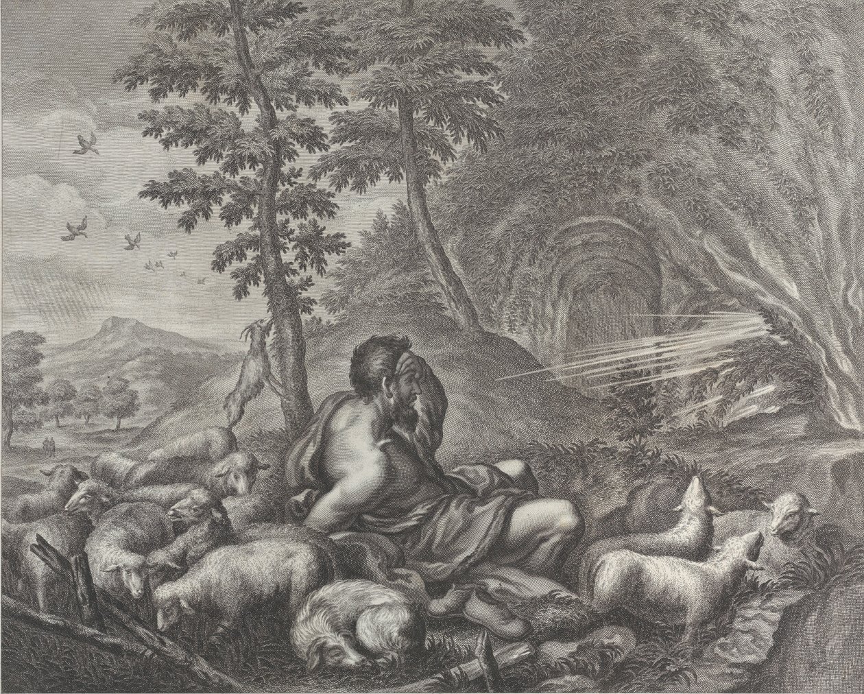 Jaakob vartioi Labanin laumaa, 1613-24. tekijältä Theodore Cruger