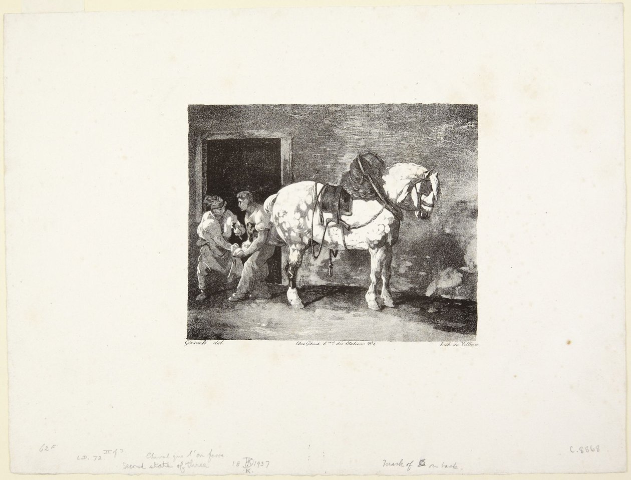 A  Horse being Shod (Hevonen, jota kengitetään) tekijältä Theodore Gericault