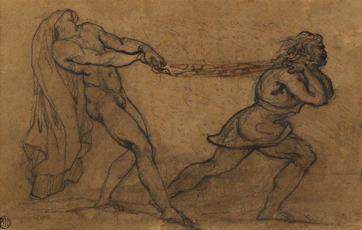 Toisen miehen vetämä alaston mies, tekijältä Theodore Gericault