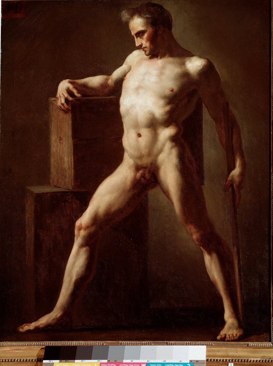 Academie Akateeminen alaston kehon tutkimus. Jean Louis Theodore Gericaultin (1791-1824) maalaus 1808-1812 su. 79x62 cm Rouen, musee des Beaux Arts tekijältä Theodore Gericault
