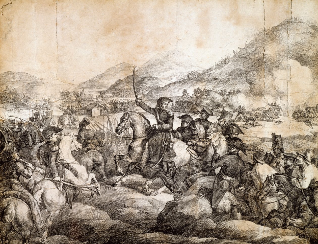 Chacabucon taistelu, helmikuu 1817, jossa Jose De San Martin voitti espanjan, kirjoittanut Theodore Gericault, piirustus, Argentiina tekijältä Theodore Gericault