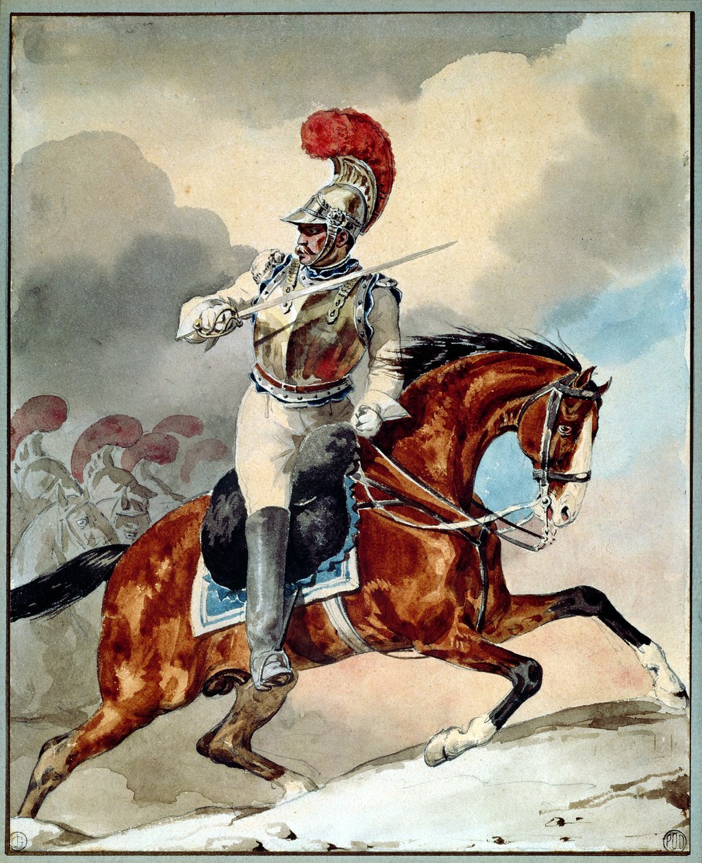 Karabiinieri upseeri antaa käskyn nostaa tekijältä Theodore Gericault