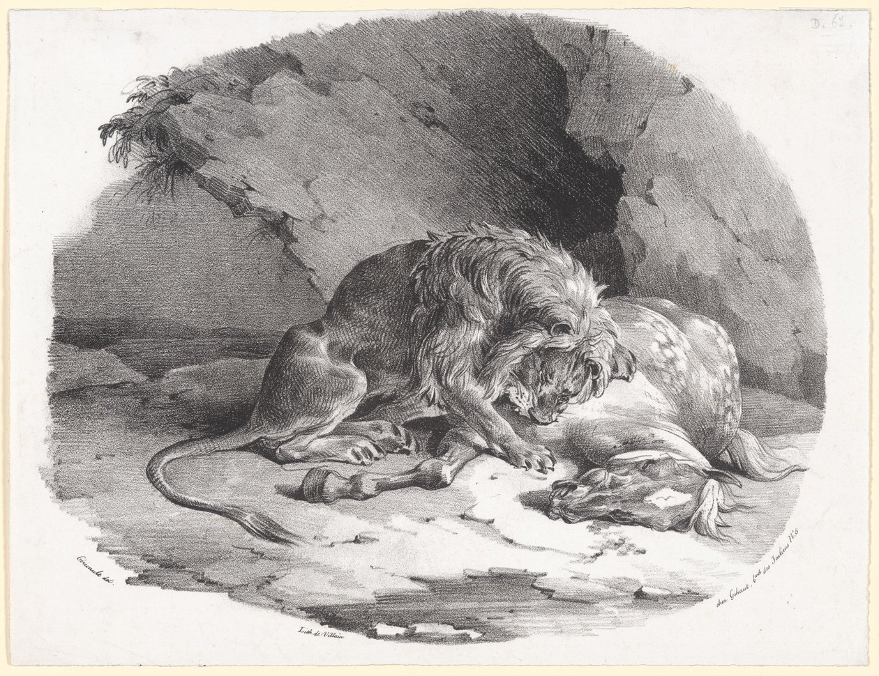 Leijonan syömä hevonen (A Horse Being Devoured by a Lion) tekijältä Theodore Gericault