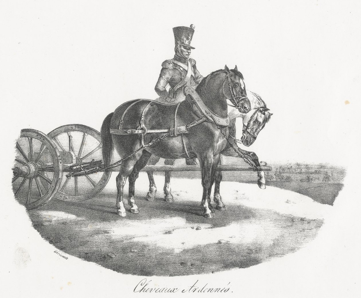 Ardennien hevoset (Horses from the Ardennes) tekijältä Theodore Gericault