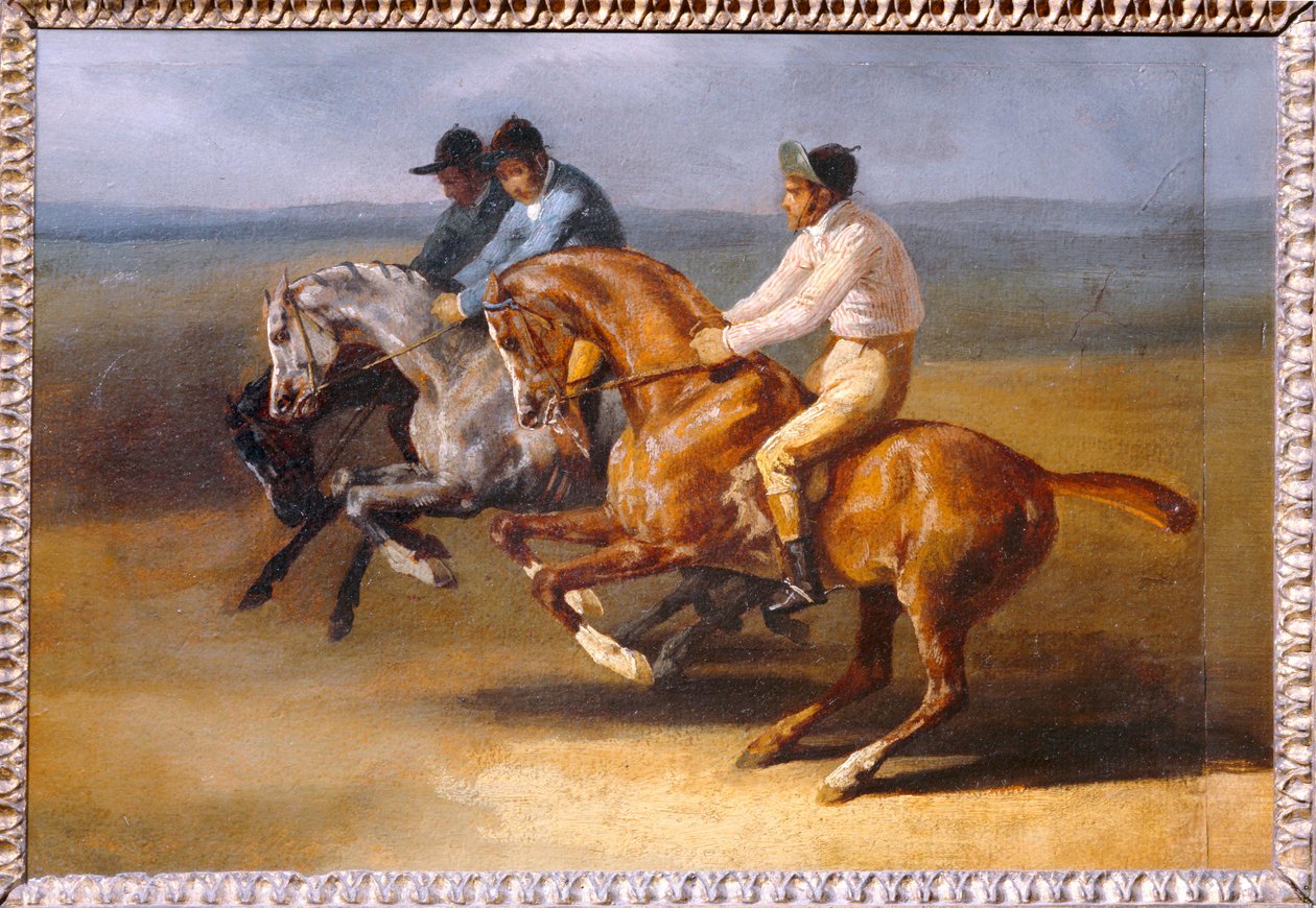Ratsastuskilpailu, lähdössä vasemmalle - Hevosurheilu ... tekijältä Theodore Gericault