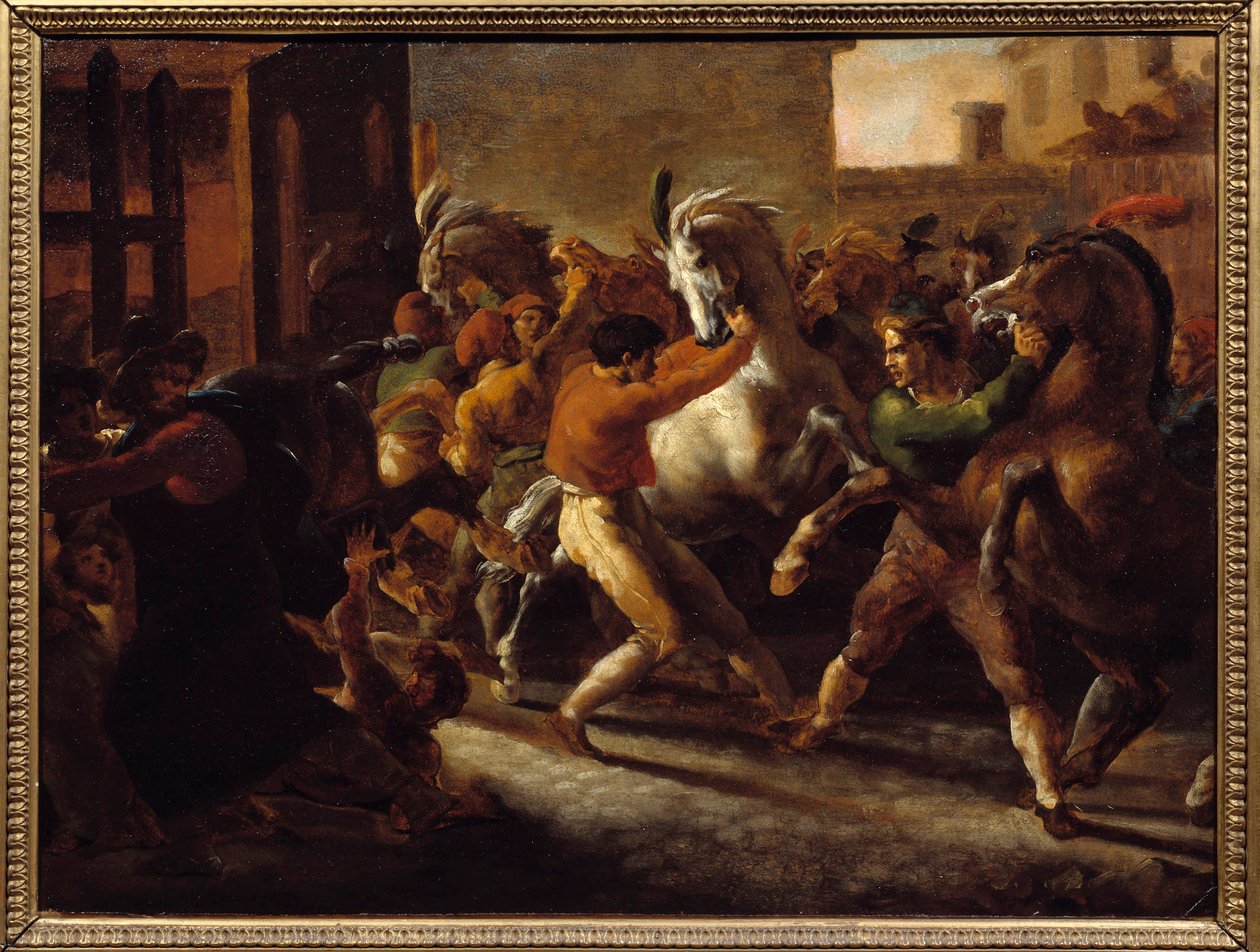 Ilmainen hevoskilpailu Roomassa. Theodore Gericaultin (1791-1824) maalaus tekijältä Theodore Gericault