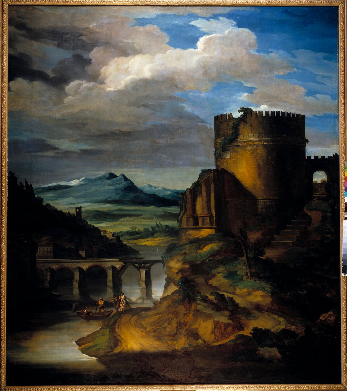 Italian upea maisema Raunioiden, tornin ja sillan maisema, kirjoittanut Theodore Gericault (1791-1824) 1800-luku tekijältä Theodore Gericault