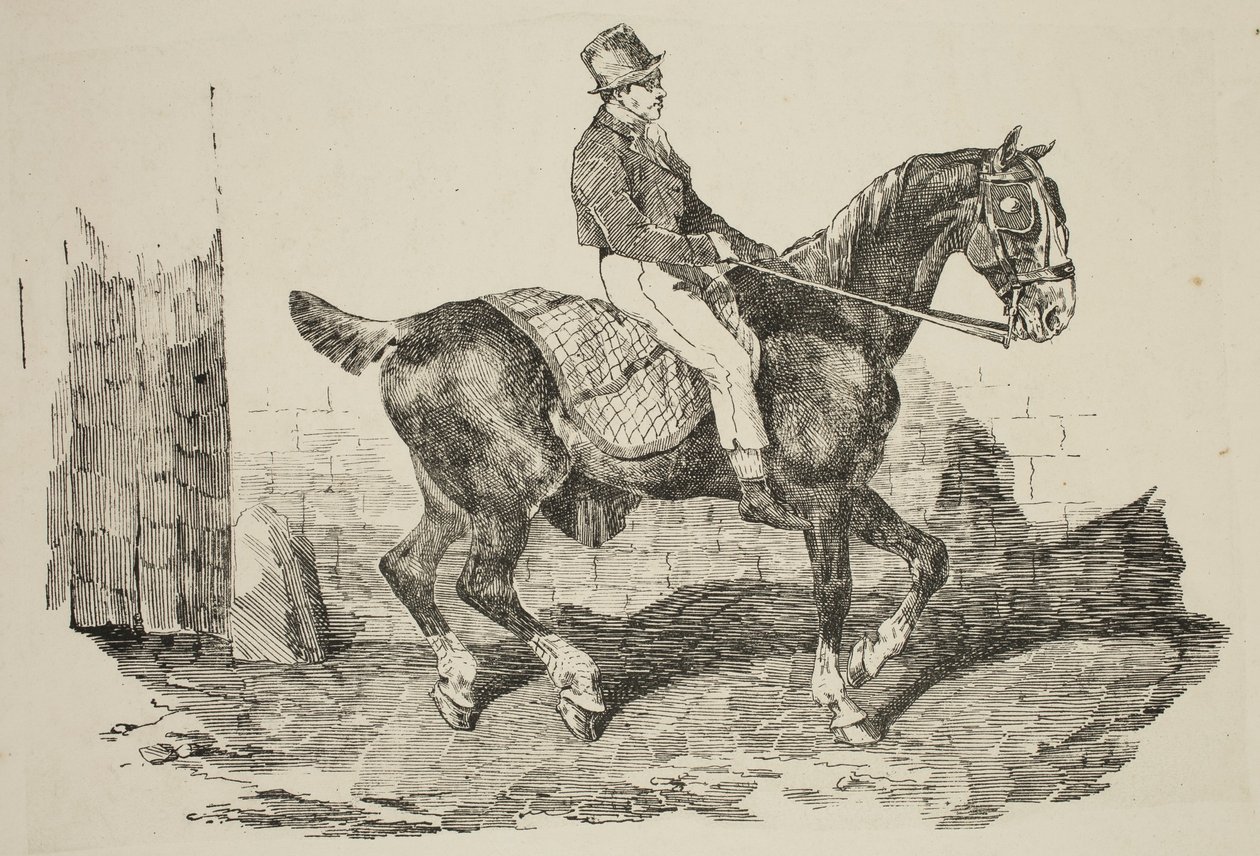Géricault - Valjakkohevonen, jolla ratsastaa palfrenier, 1820 tekijältä Theodore Gericault