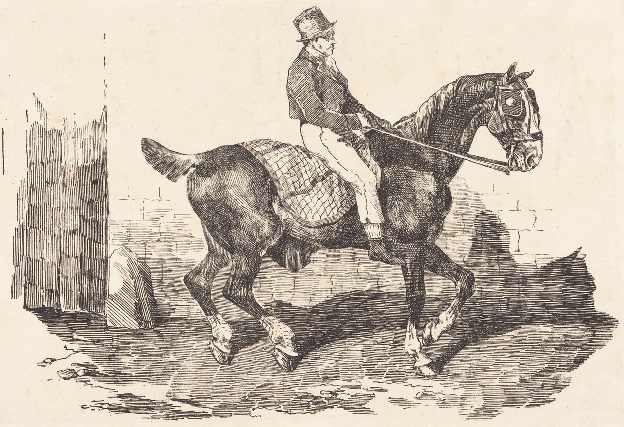 Groom Mounted on a Carriage-Horse (Vaunuhevosen selässä istuva tallimies) tekijältä Theodore Gericault