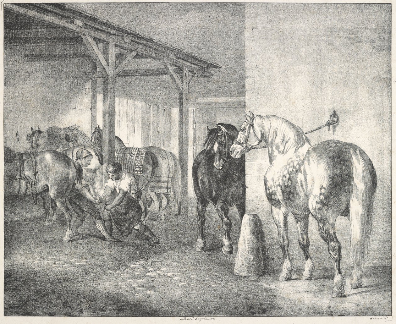 Hangar de maréchal-ferrant (Seppäpaja) tekijältä Theodore Gericault