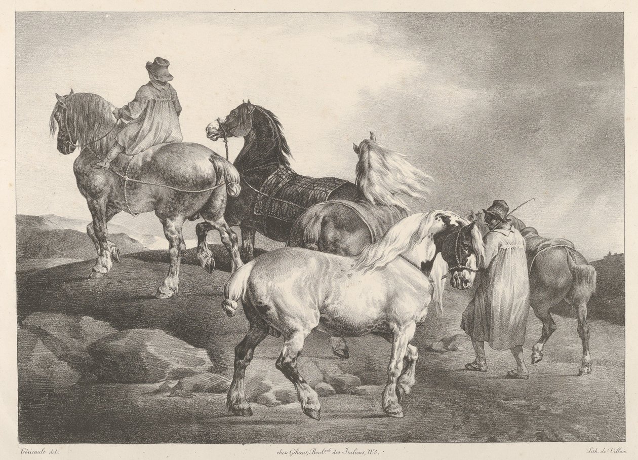 Hevoset, jotka on ajettu markkinoille tekijältä Theodore Gericault