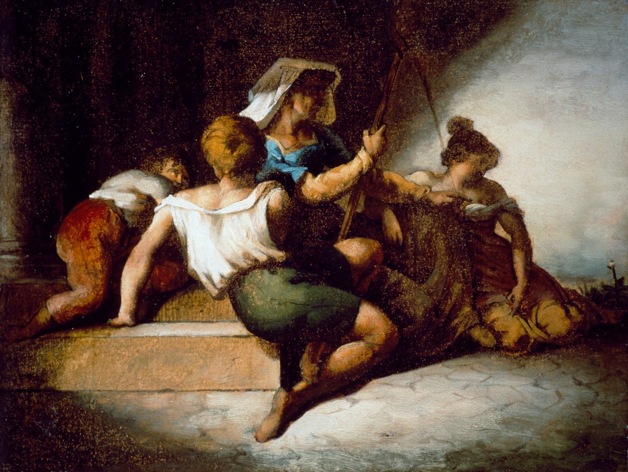 Italialainen perhe (öljy paperille kankaalla) tekijältä Theodore Gericault