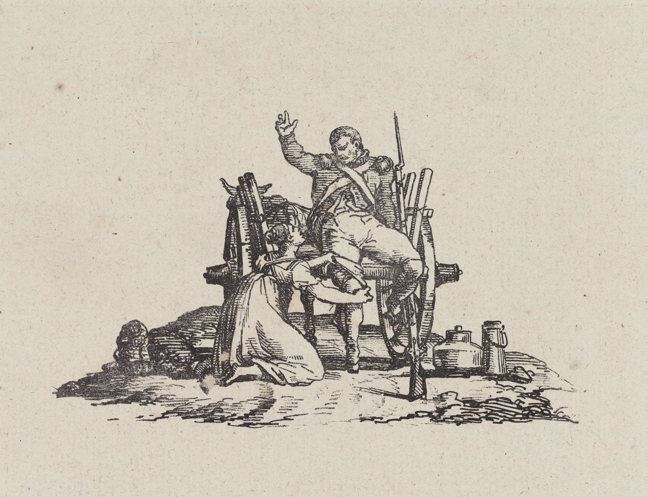 Maidontuottaja ja veteraani (The Milkmaid and the Veteran) tekijältä Theodore Gericault