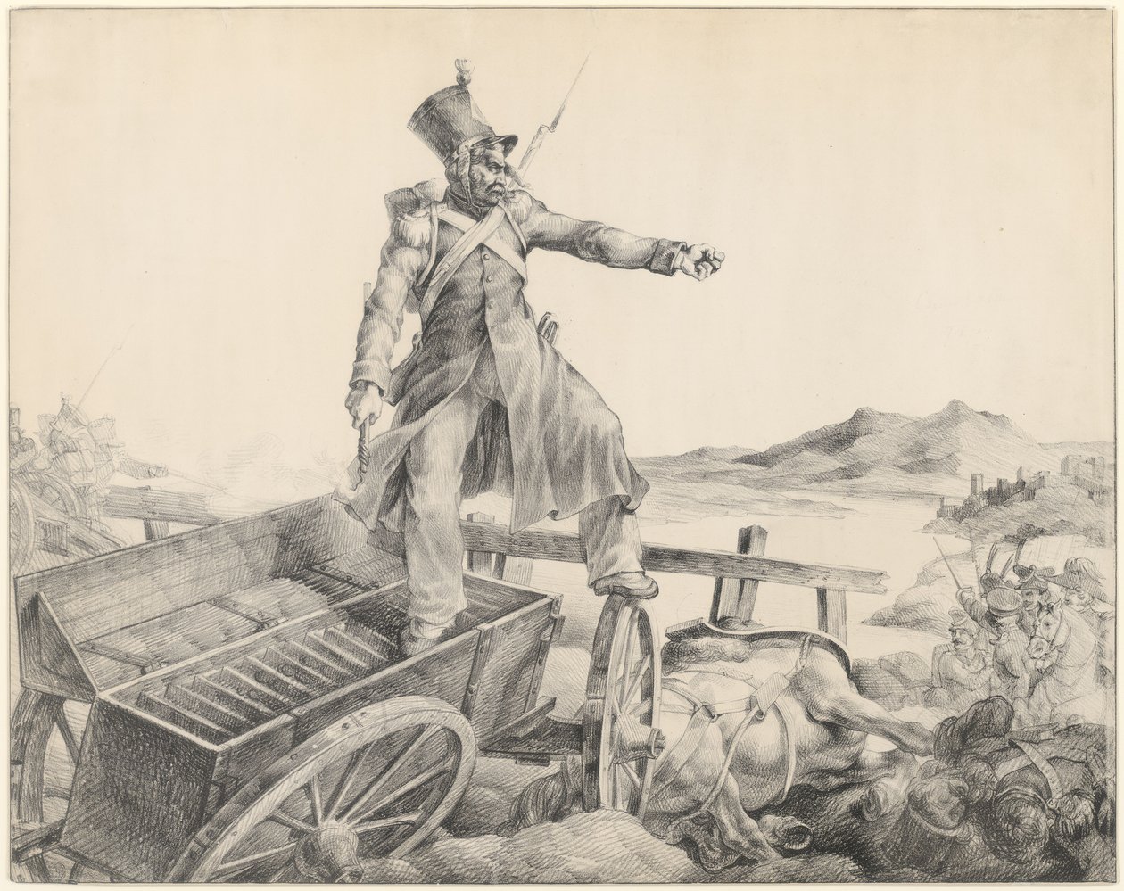 Tykkivaunu (Artillery Caisson) tekijältä Theodore Gericault