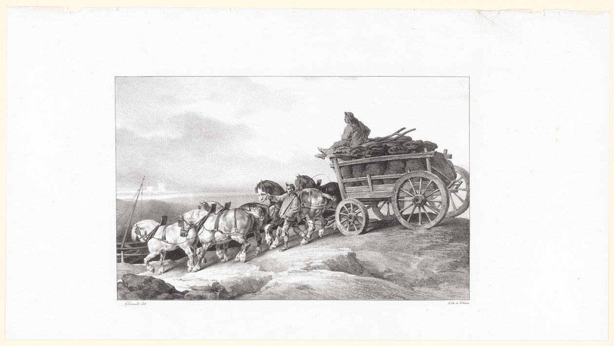 Hiilivaunu (The Coal Wagon) tekijältä Theodore Gericault