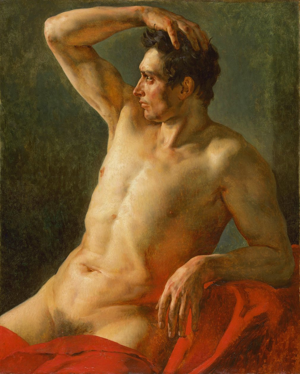 Urosvartalo profiilissa, oikea käsi nostettuna, 1812 tekijältä Theodore Gericault