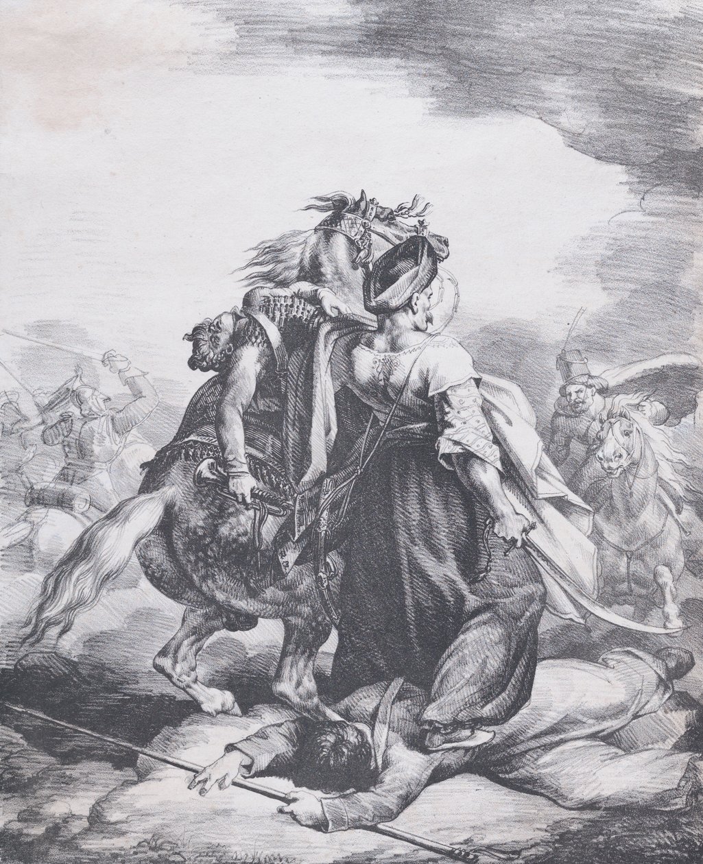 Mameluck puolustamassa haavoittunutta trumpetistia, 1818. tekijältä Theodore Gericault
