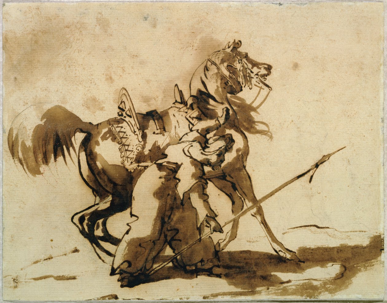 Mamelukien irrotus (kynä ja muste ja pesu paperille) tekijältä Theodore Gericault