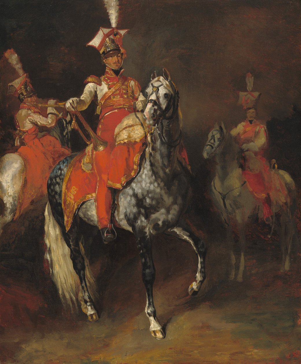 Napoleonin keisarillisen kaartin ratsastetut trumpetit tekijältä Theodore Gericault