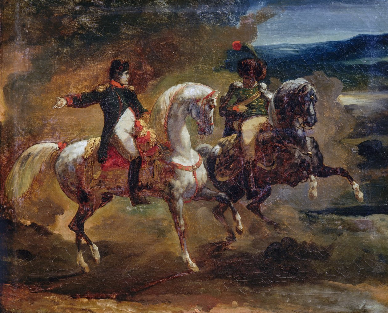 Napoleon Bonaparte antaa käskyn esimiehelle upseerille, maalaus Theodore Gericaultille, Napoleonin sodat tekijältä Theodore Gericault