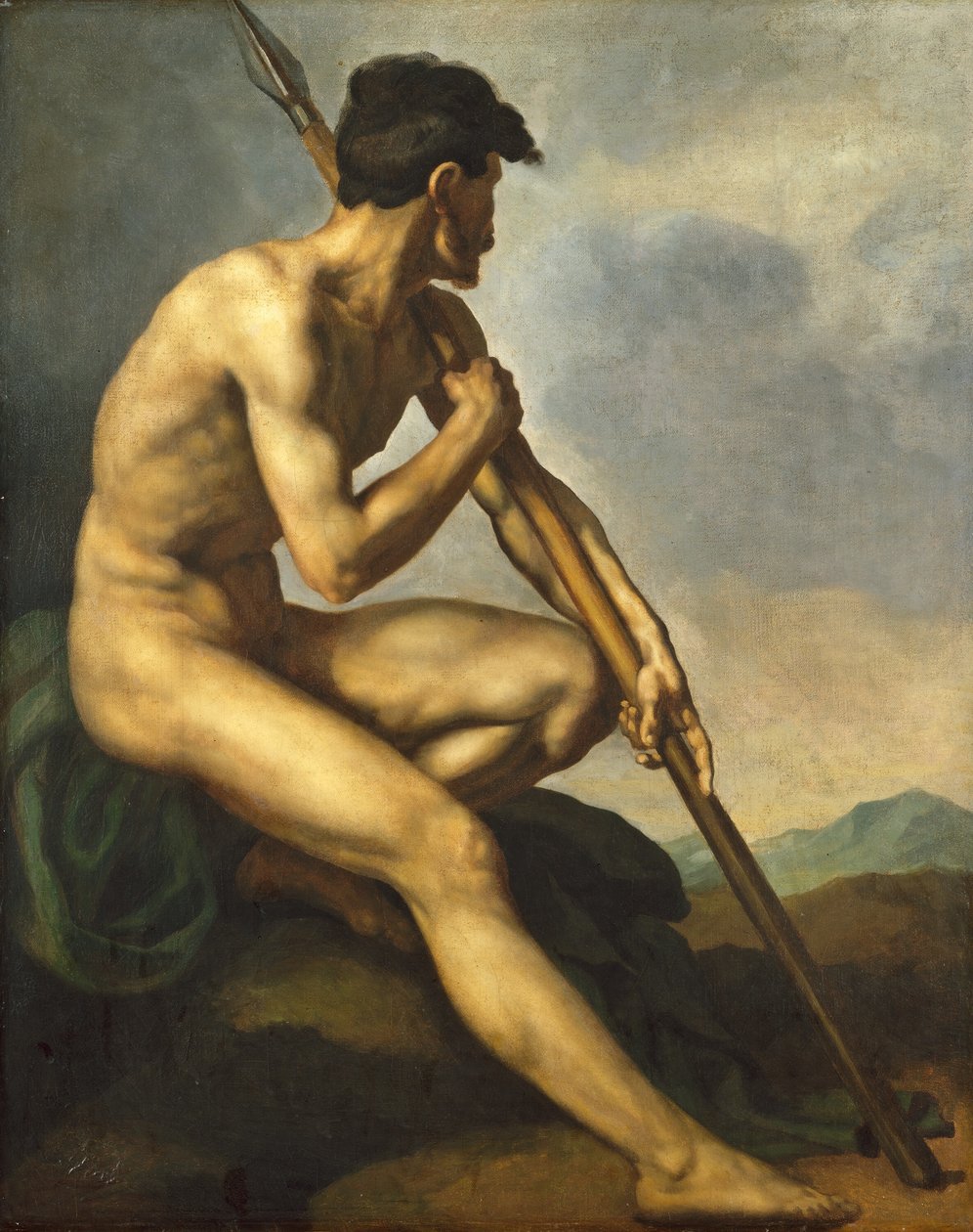 Alaston soturi keihään kanssa tekijältä Theodore Gericault